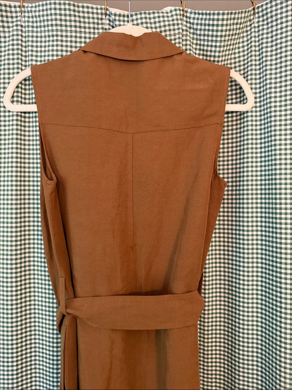 COS Carmel Brown Sleeveless Belted Shirt linen Dress - Picture 3 of 6